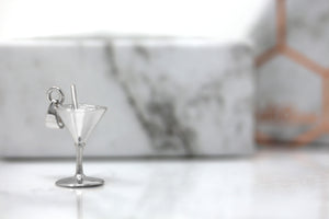 3D Martini Glass Pendant in Gold
