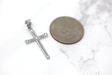 Load image into Gallery viewer, Classy Elegant Diamond Simple Cross Charm Pendant and Necklace in Sterling Silver