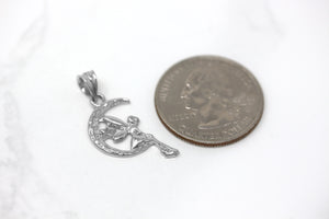 Tinkerbell Fairy Tale on The Moon Charm Pendant and Necklace in Sterling Silver
