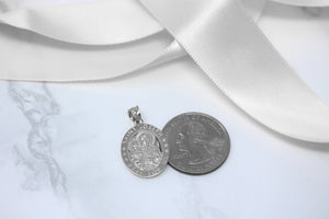 Saint Joseph Pray For Us Oval Charm Pendant Necklace in Sterling Silver