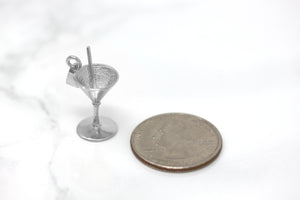 3D Martini Glass Pendant in Sterling Silver