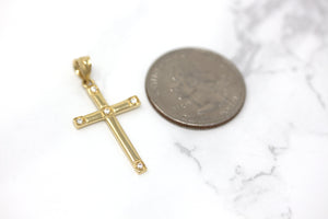 Classy Elegant Diamond Simple Cross Charm Pendant and Necklace in Gold