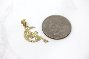 Tinkerbell Fairy Tale on The Moon Charm Pendant and Necklace in Gold