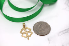 Load image into Gallery viewer, Lucky Charm Four Leaf Clover Shamrock Irish Charm Pendant and Necklace in Gold