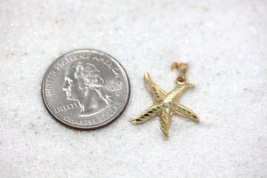 Sparkling Starfish Beach Charm Pendant and Necklace in Gold