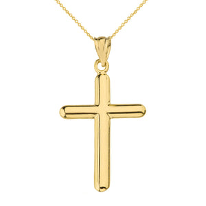 Simple Solid Gold Cross Pendant in Gold - solid gold, solid gold jewelry, handmade solid gold jewelry, handmade jewelry, handmade designer jewelry, solid gold handmade designer jewelry, chic jewelry, trendy jewelry, trending jewelry, jewelry that's trending, handmade chic jewelry, handmade trendy jewelry, mod-chic jewelry, handmade mod-chic jewelry, designer jewelry, chic designer jewelry, handmade designer, affordable jewelry