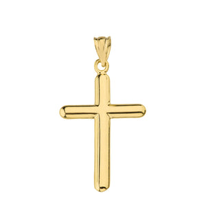 Simple Solid Gold Cross Pendant in Gold - solid gold, solid gold jewelry, handmade solid gold jewelry, handmade jewelry, handmade designer jewelry, solid gold handmade designer jewelry, chic jewelry, trendy jewelry, trending jewelry, jewelry that's trending, handmade chic jewelry, handmade trendy jewelry, mod-chic jewelry, handmade mod-chic jewelry, designer jewelry, chic designer jewelry, handmade designer, affordable jewelry