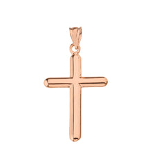 Load image into Gallery viewer, Simple Solid Gold Cross Pendant in Gold - solid gold, solid gold jewelry, handmade solid gold jewelry, handmade jewelry, handmade designer jewelry, solid gold handmade designer jewelry, chic jewelry, trendy jewelry, trending jewelry, jewelry that&#39;s trending, handmade chic jewelry, handmade trendy jewelry, mod-chic jewelry, handmade mod-chic jewelry, designer jewelry, chic designer jewelry, handmade designer, affordable jewelry