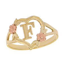 Load image into Gallery viewer, Alphabet Initial Heart Ring for Women in Two-Tone Gold