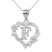 Load image into Gallery viewer, Alphabet Initial Heart Pendant for Women in Sterling Silver