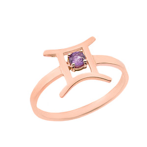 Zodiac Rings with Birthstones for Women in Gold