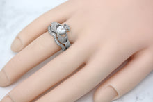 Load image into Gallery viewer, Irish Claddagh Birthstone Ring Set in Sterling Silver (2 rings - Engagement and Wedding Ring)