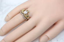 Load image into Gallery viewer, Irish Claddagh Cubic Zirconia Birthstone Ring Set in Gold (2 rings - Engagement and Wedding Ring)