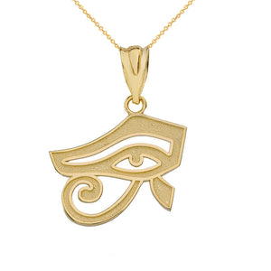 Egyptian Eye of Horus Pendant in Gold - solid gold, solid gold jewelry, handmade solid gold jewelry, handmade jewelry, handmade designer jewelry, solid gold handmade designer jewelry, chic jewelry, trendy jewelry, trending jewelry, jewelry that's trending, handmade chic jewelry, handmade trendy jewelry, mod-chic jewelry, handmade mod-chic jewelry, designer jewelry, chic designer jewelry, handmade designer