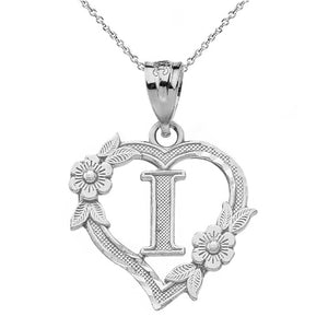 Alphabet Initial Heart Pendant for Women in Sterling Silver