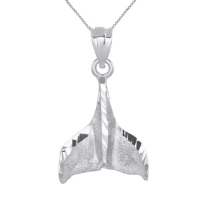 Whale Tail Charm Pendant and Necklace in Sterling Silver
