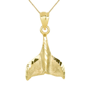 Whale Tail Charm Pendant and Necklace in Gold