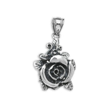 Load image into Gallery viewer, Beautiful Rose Oxidized Antique Rose Charm Pendant in Sterling Silver