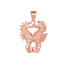 Load image into Gallery viewer, Two Seahorses Kissing Charm Pendant and Necklace in Gold