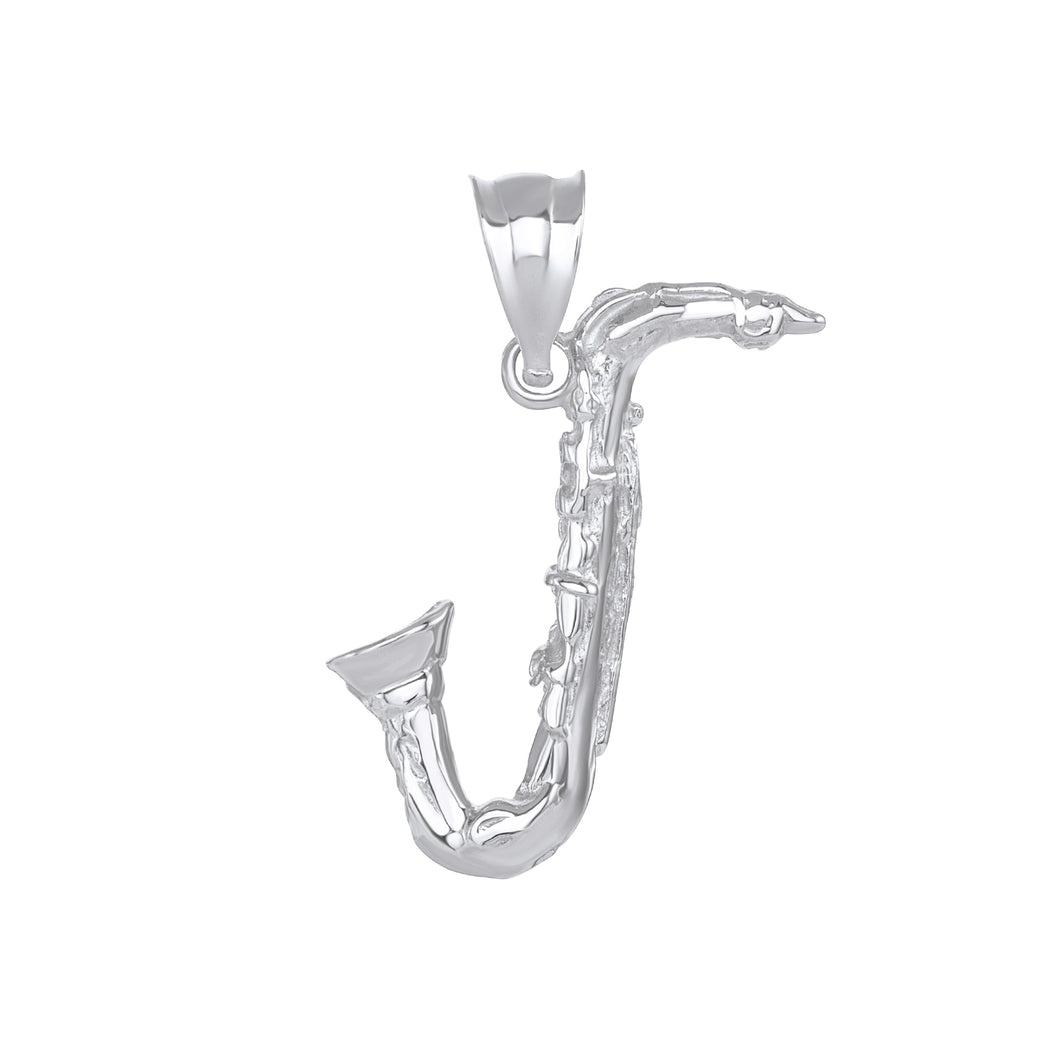 Handmade Saxophone Jazz Musician Charm Pendant and Necklace in Sterling Silver