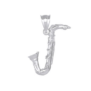 Handmade Saxophone Jazz Musician Charm Pendant and Necklace in Gold