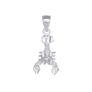 Crab Cancer Zodiac June July Charm Pendant and Necklace in Sterling Silver