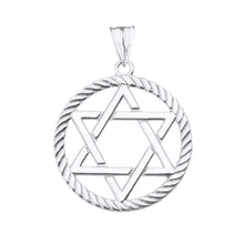 Load image into Gallery viewer, Jewish Star of David in Rope Charm Pendant and Necklace in Gold