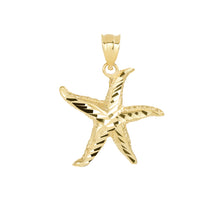 Load image into Gallery viewer, Sparkling Starfish Beach Charm Pendant and Necklace in Gold