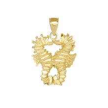 Load image into Gallery viewer, Two Seahorses Kissing Charm Pendant and Necklace in Gold