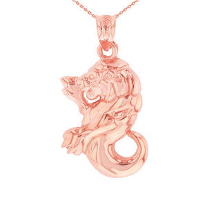 Leo Zodiac Lion Animal Pendant Necklace in Gold