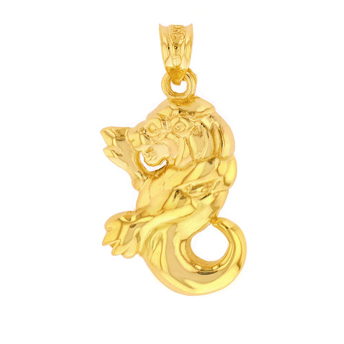 Leo Zodiac Lion Animal Pendant Necklace in Gold