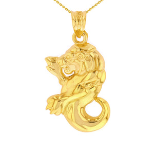 Leo Zodiac Lion Animal Pendant Necklace in Gold