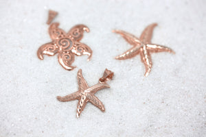 Sparkling Starfish Beach Charm Pendant and Necklace in Gold