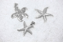 Load image into Gallery viewer, Sparkling Starfish Beach Charm Pendant and Necklace in Sterling Silver