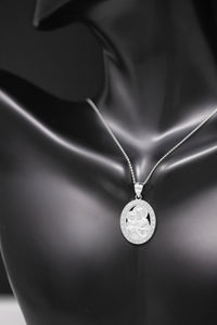Saint Joseph Pray For Us Oval Charm Pendant Necklace in Sterling Silver