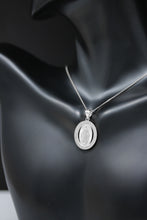 Load image into Gallery viewer, Saint Mary Pray Us Oval Charm Pendant and Necklace in Sterling Silver