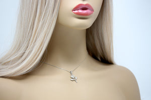 Rose Stem Charm Pendant and Necklace in Gold