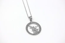 Load image into Gallery viewer, Saint Michael Pray for Us Round Charm Pendant and Necklace in Gold