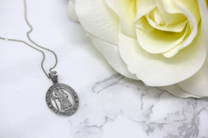 Saint Christopher Charm Pendant and Necklace in Sterling Silver