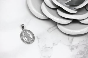 Saint Christopher Charm Pendant and Necklace in Sterling Silver