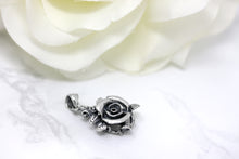 Load image into Gallery viewer, Beautiful Rose Oxidized Antique Rose Charm Pendant in Sterling Silver
