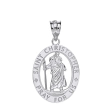Load image into Gallery viewer, Oval Saint Christopher Charm Pendant and Necklace in Gold