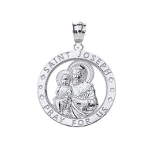 Load image into Gallery viewer, Saint Joseph Pray For Us Round Charm Pendant necklace in Gold