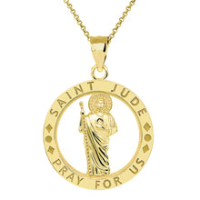 Load image into Gallery viewer, Saint Jude Pray for Us Charm Pendant and Necklace in Gold