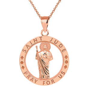 Saint Jude Pray for Us Charm Pendant and Necklace in Gold