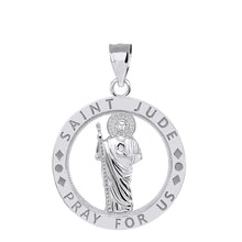 Load image into Gallery viewer, Saint Jude Pray for Us Charm Pendant and Necklace in Sterling Silver