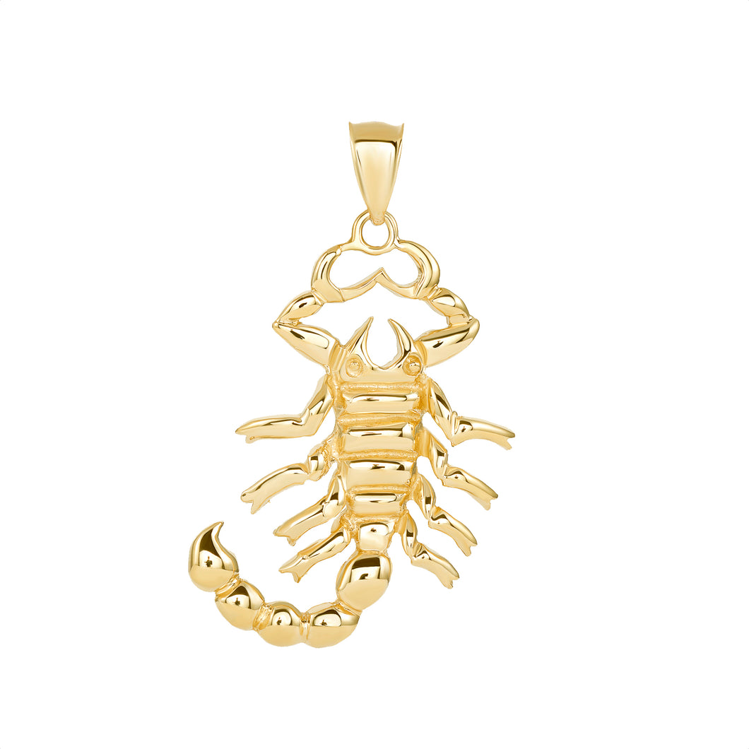 Large Scorpio Zodiac Scorpion Pendant in Gold