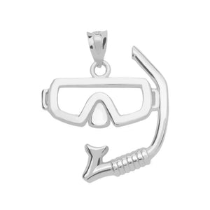 Scuba Diving and Snorkel Mask Pendant in Sterling Silver