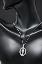 Load image into Gallery viewer, Saint Jude Pray for Us Oval Charm Pendant and Necklace in Sterling Silver