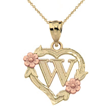 Load image into Gallery viewer, Alphabet Initial Heart Pendant for Women in Two-Tone Gold